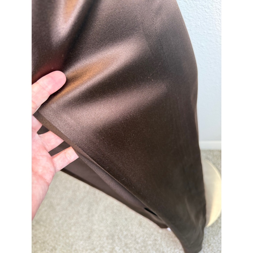 Rickie Freeman 100% Silk Brown Drape Sleeveless Gown Sz 8 Formal Cocktail Glam - Picture 8 of 9